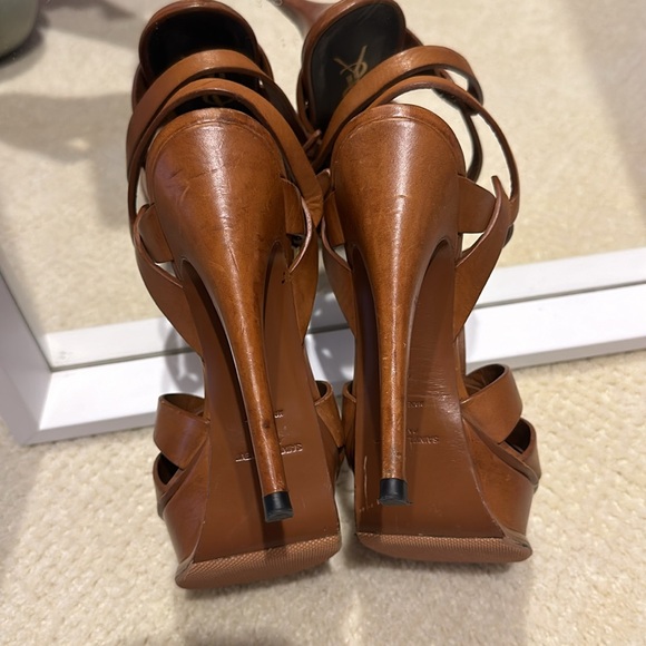YSL Saint Laurent Tribute Platform Heel Sandal size 6 (36) Vintage Luggage - Picture 8 of 16